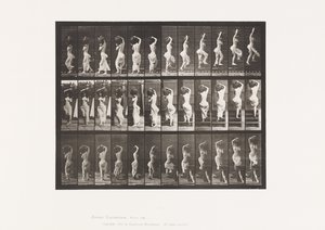 Talíř 105. Otáčení, stoupající schody, nádoba na vodu na levém rameni od Eadweard Muybridge