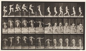 Talíř 155. Skákání, běh, přímý skok vysoký od Eadweard Muybridge