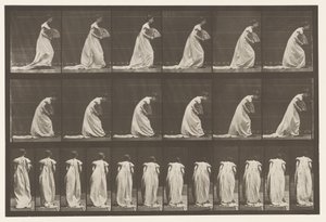 Talíř 199. Kurtseying, ventilátor v pravé ruce, 1885 od Eadweard Muybridge