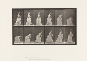 Talíř 211. Shýbání a zvedání šátku; Slunečník v levé ruce, 1885 od Eadweard Muybridge