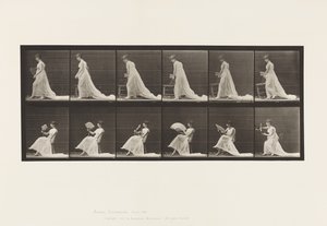 Talíř 242. Umístění židle, sezení a flirtování s ventilátorem, 1885 od Eadweard Muybridge