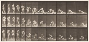 Talíř 256. Ležící na zemi a čtení, 1872-1885 od Eadweard Muybridge