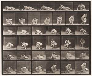 Talíř 270. Vycházející ze země s brožurou v levé ruce od Eadweard Muybridge