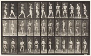 Talíř 355. Na stráži, Chůze a Otáčení od Eadweard Muybridge