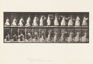 Talíř 424.Toaleta; Vstát ze židle a nasadit si šál, 1885 od Eadweard Muybridge