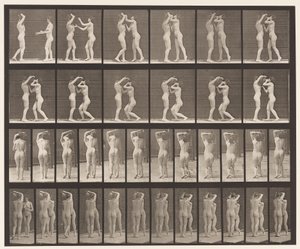 Talíř 445. Dva modely-8 Pití z nádoby na vodu na rameni 1 od Eadweard Muybridge