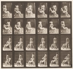 Talíř 451. Dva modely, 8 přináší šálek čaje, 1 šálek a nápoje, 1872-1885 od Eadweard Muybridge