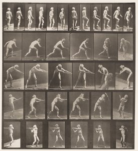 Talíř 521. A, Chůze; B, vzestupný krok; C, Vrhací disk od Eadweard Muybridge