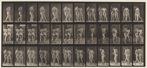 Talíř 54. Chůze, dva modely/jeden flirtování Ventilátor, paže v paži od Eadweard Muybridge