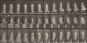 Tabule číslo 143. Sestupování po schodech, šálek s podšálkem v pravé ruce od Eadweard Muybridge