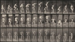 Tabule číslo 171. Vystoupit na kozlík, seskočit a otočit se od Eadweard Muybridge