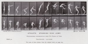 Lidská postava v pohybu: Sportovec, skok vysoký ve stoje od Eadweard Muybridge