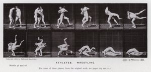 Lidská postava v pohybu: Sportovci, zápas (č/b foto) od Eadweard Muybridge
