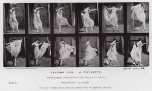 Lidská postava v pohybu: Tančící dívka, pirueta (č/b foto) od Eadweard Muybridge