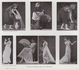 Lidská postava v pohybu: Různé pohyby (černobílá fotografie) od Eadweard Muybridge