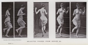 Lidská postava v pohybu: Vybrané fáze ze série 55 (černobílá fotografie) od Eadweard Muybridge