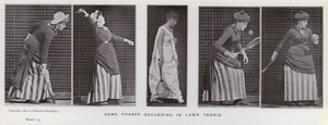 Lidská postava v pohybu: Některé fáze probíhající v tenise na trávníku (černobílá fotografie) od Eadweard Muybridge