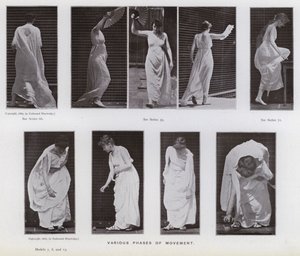 Lidská postava v pohybu: Různé fáze pohybu (černobílá fotografie) od Eadweard Muybridge