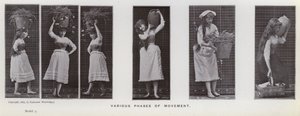 Lidská postava v pohybu: Různé fáze pohybu (černobílá fotografie) od Eadweard Muybridge