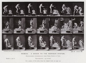 Lidská postava v pohybu: Žena, šok pro nervový systém (č/b foto) od Eadweard Muybridge