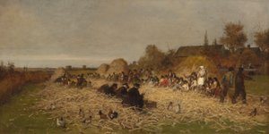 Husking Bee, ostrov Nantucket od Eastman Johnson