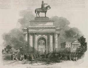 Velká Wellingtonova socha a Arch, jak by vypadal z Constitution Hill od Ebenezer Landells