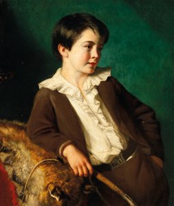 Portrét mistra Johna Lethbridge z Tregeare Manor, Launceston, Devon, tříčtvrteční, v hnědém obleku s bičem, opírající se o zvířecí kožešinu