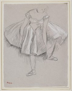 Tanečnice si upravuje pantofle od Edgar Degas