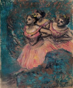 Tři tanečníci v červeném kostýmu od Edgar Degas