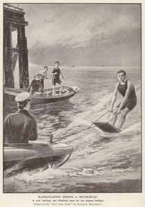Vodní hoblování za motorovým člunem (litho) od Edgar Alfred (after) Holloway