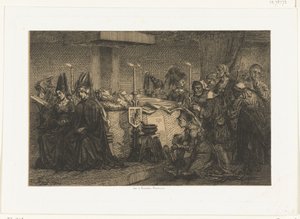 Marie Burgundská na své honosné posteli od Edgar Alfred Baes