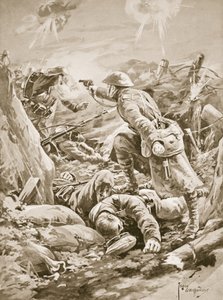 Vojín (úřadující desátník) L. Clarke, sám, držící na uzdě skupinu Němců během protiútoku