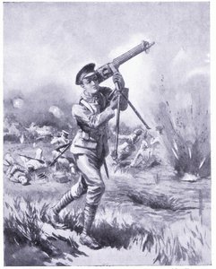 Vojín Lynn odvážel kulomet na opravu pod silnou palbou v bitvě u Aisne. Oceněno DCM 1915 od Edgar Alfred Holloway