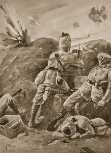 Sepoy Khudadad při práci s kulometem poté, co byl zbytek oddílu dělostřelců zabit. od Edgar Alfred Holloway
