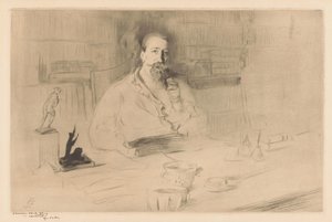 Portrét Anatole France za jeho stolem od Edgar Chahine (signed by artist)