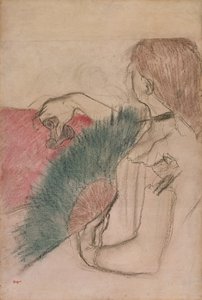V divadle, Žena s vějířem, 1880 od Edgar Degas