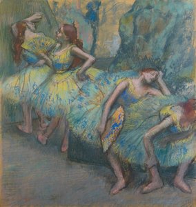 Baletní tanečníci v křídlech od Edgar Degas