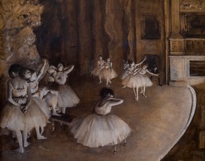 Opakování baletu na jevišti. 1874. Olej na plátně. od Edgar Degas