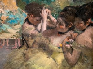 Zákulisí (detail) (také známé jako „žlutí tanečnice“). 1874-1876. Olej na plátně. od Edgar Degas