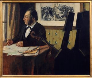 Violoncellista Pilet, Louis Marie Pilet (1815-1877). Obraz Edgara Degase (1834-1917) 1869 Sun. 0,50 x 0,61 m Paříž. Musee d