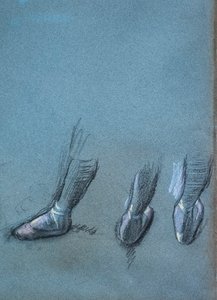 Tanečník ze studií zad a tří nohou (detail). Kolem 1878. Uhel a pastel na papíře od Edgar Degas
