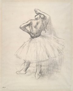 Tanečnice stojí, pravá paže zvednutá? (Stojící tanečník, pravá paže zvednutá) od Edgar Degas