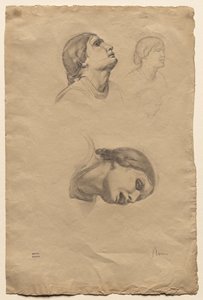 Čtyři studie o hlavě mladé italské ženy, 1856. od Edgar Degas