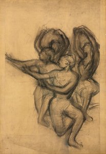 Skupina tanečníků, kolem 1895-1900 (uhlí na spojeném papíru položeném na palubě) od Edgar Degas