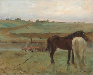 Koně na louce od Edgar Degas