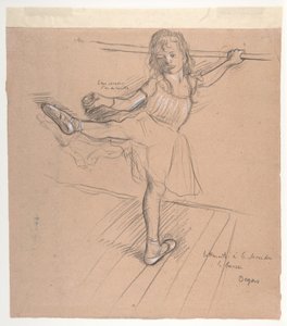 Holčička cvičí u tyče od Edgar Degas