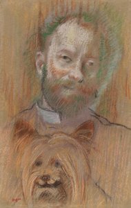 Ludovic Lepic drží svého psa od Edgar Degas