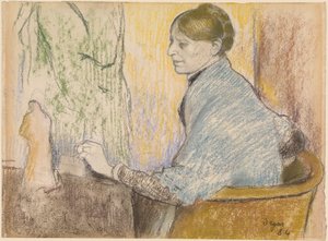 Madame Henri Rouart v křesle před stolkem se soškou z Tanagry od Edgar Degas