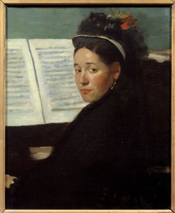 Mademoiselle Dihau (1843-1935) pianistka koncertů Column, u klavíru Malba Edgara Degase (1834-1917) 1869 ne. 0,45x0,32 m Paříž, musee d