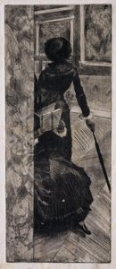 Mary Cassatt v Louvru, Galerie obrazů, 1879-80 od Edgar Degas